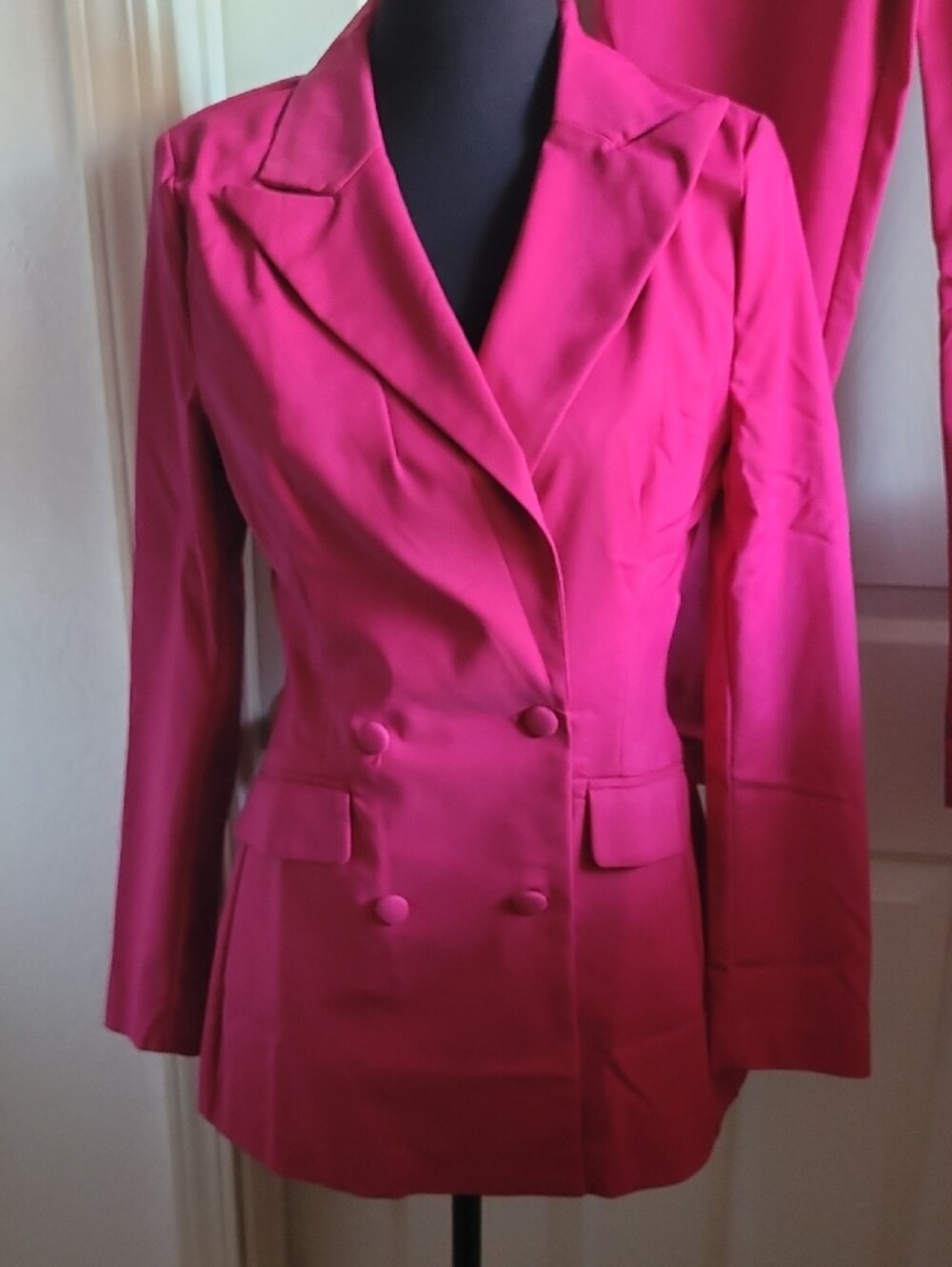 Fashion Nova DARK MAGENTA DOUBLE BREASTED Blazer & Pants Suit NEW WITH TAG L - Picture 8 of 17
